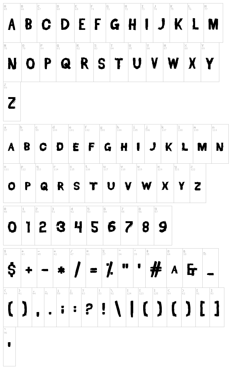 Dead Font Walking font map